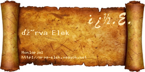 Árva Elek névjegykártya